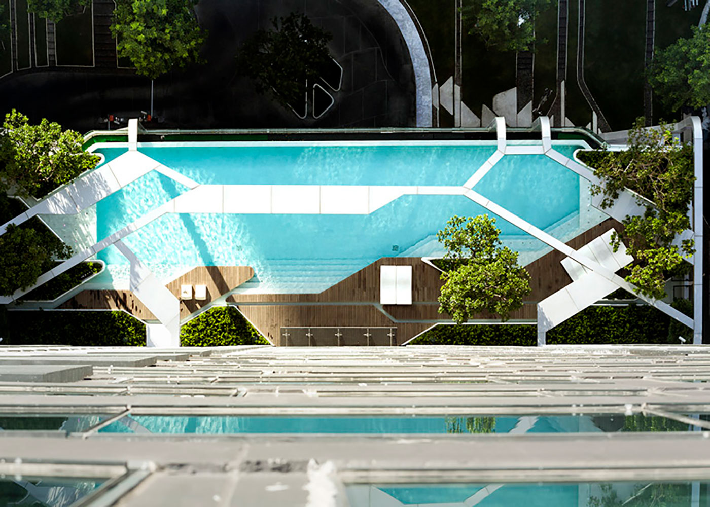 Luxury designer swimming pool filming location in Bangkok Thailand